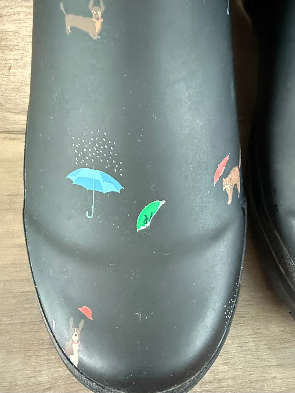 Joules Wellibob Black Women’s Ankle Rain Boots with Umbrella & Dog Print Size 9
